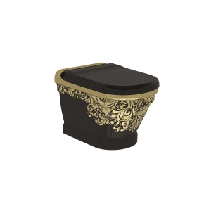 AN320. Antik Wall Hung Pan with Gold Decor – Black